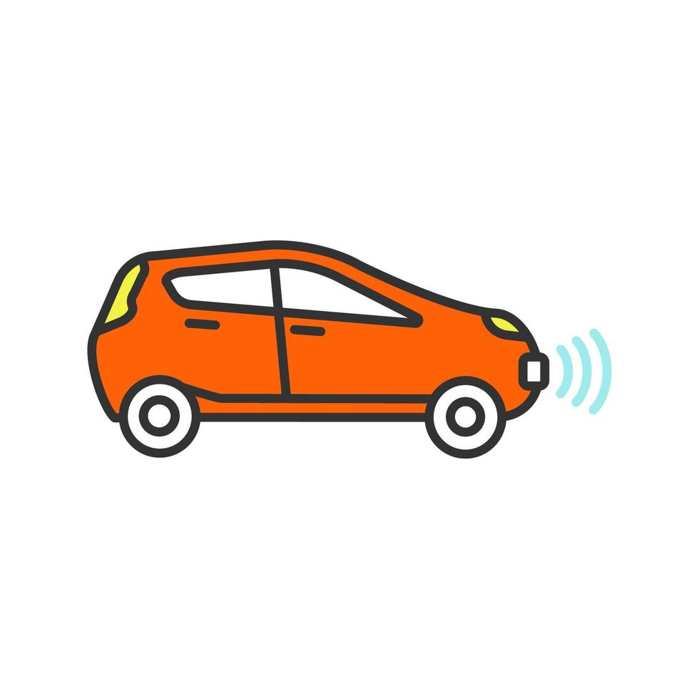 coche inteligente en el icono de color de vista lateral. nfc auto. vehículo inteligente. automóvil autónomo. coche autónomo. vehículo sin conductor. ilustración vectorial aislada vector