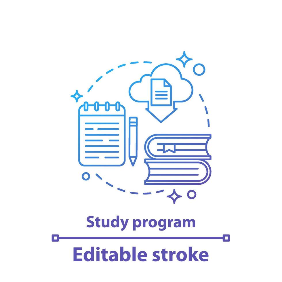 Study program concept icon. Education. Interactive training idea thin line illustration. Vector isolated outline drawing. Editable stroke