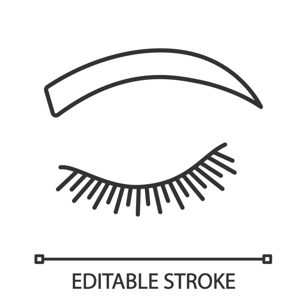 Rounded eyebrow shape linear icon. Thin line illustration. Arched eyebrows. Brows shaping by tattooing. Closed woman eye. Contour symbol. Vector isolated outline drawing. Editable stroke