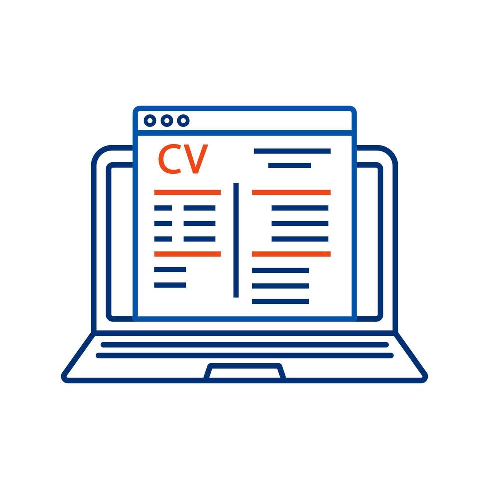 Online job application color icon. Job search website. Online resume builder, cv maker. Recruitment website. Isolated vector illustration