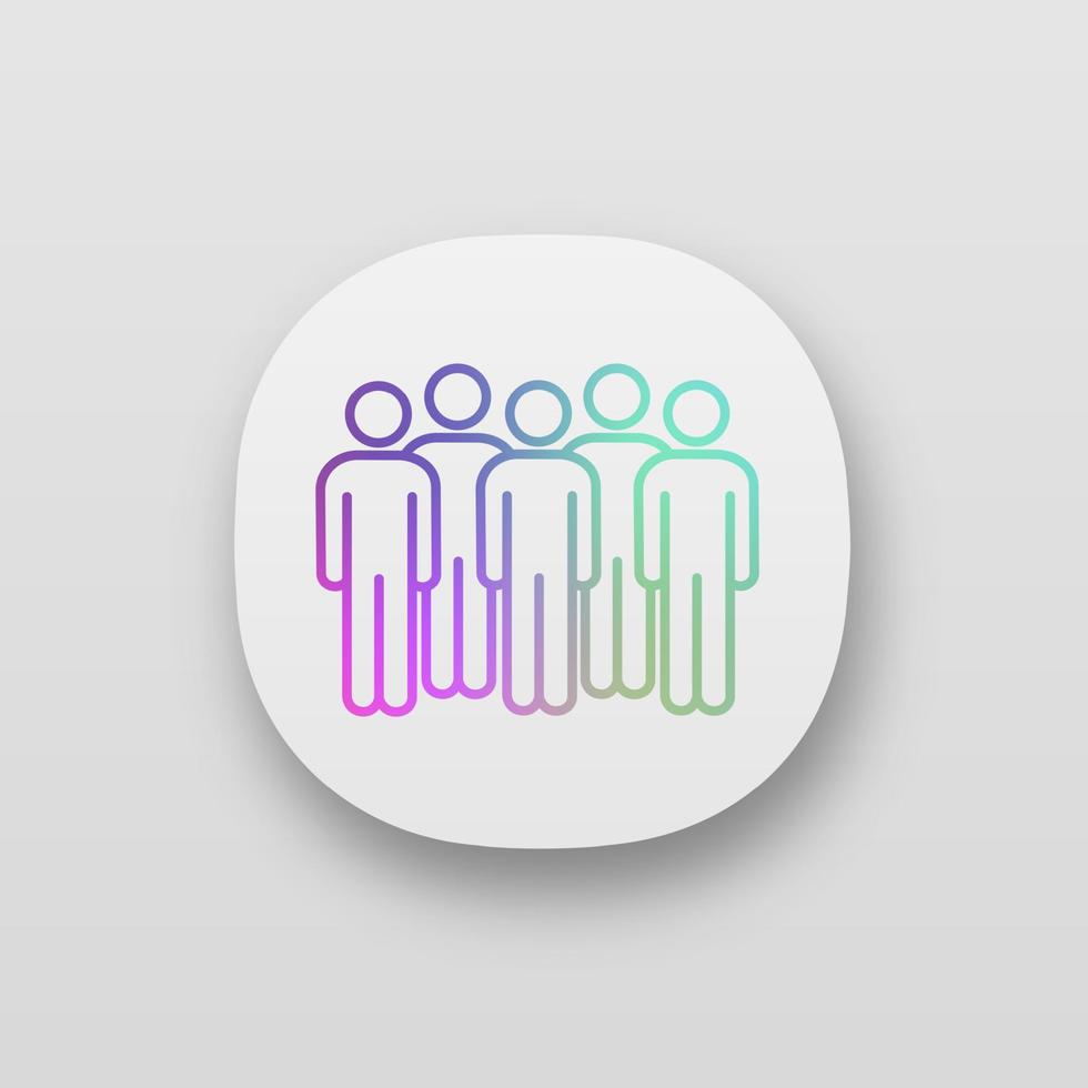 Meeting app icon. UI UX user interface. Coalition policy. Protesters. Group of people. Voters, electorate. Political movement participants. Unconventional participation. Vector isolated illustration