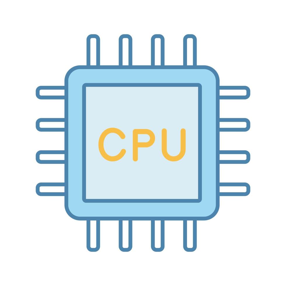 icono de color de la cpu. microchip electrónico, chipset, chip. unidad Central de procesamiento. computadora, procesador de teléfono. circuito integrado. ilustración vectorial aislada vector