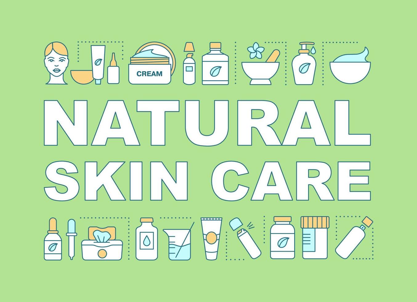Organic cosmetics word concepts banner. Natural skin care. Presentation, website. Hygiene, personal care products. Isolated lettering typography idea with linear icons. Vector outline illustration