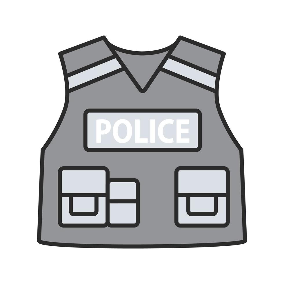 icono de color del chaleco táctico de la policía. chaleco antibalas. ilustración vectorial aislada vector