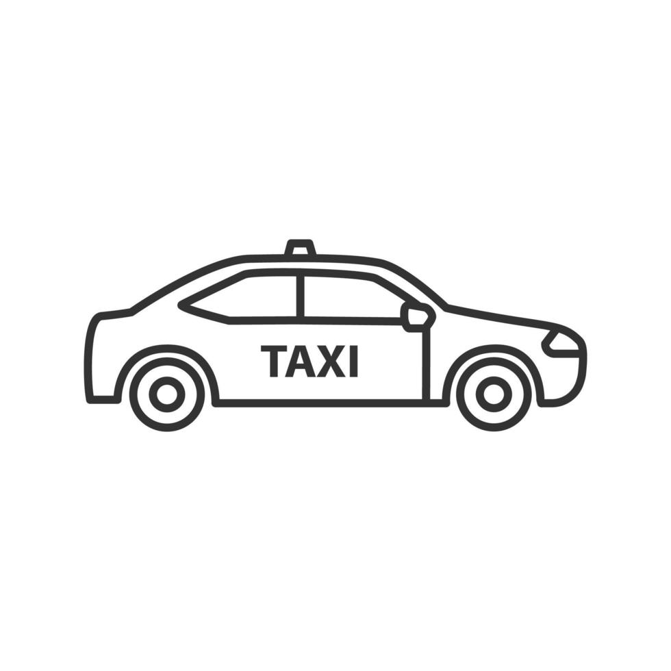 Car linear icon. Taxi. Thin line illustration. Automobile. Contour symbol. Vector isolated outline drawing