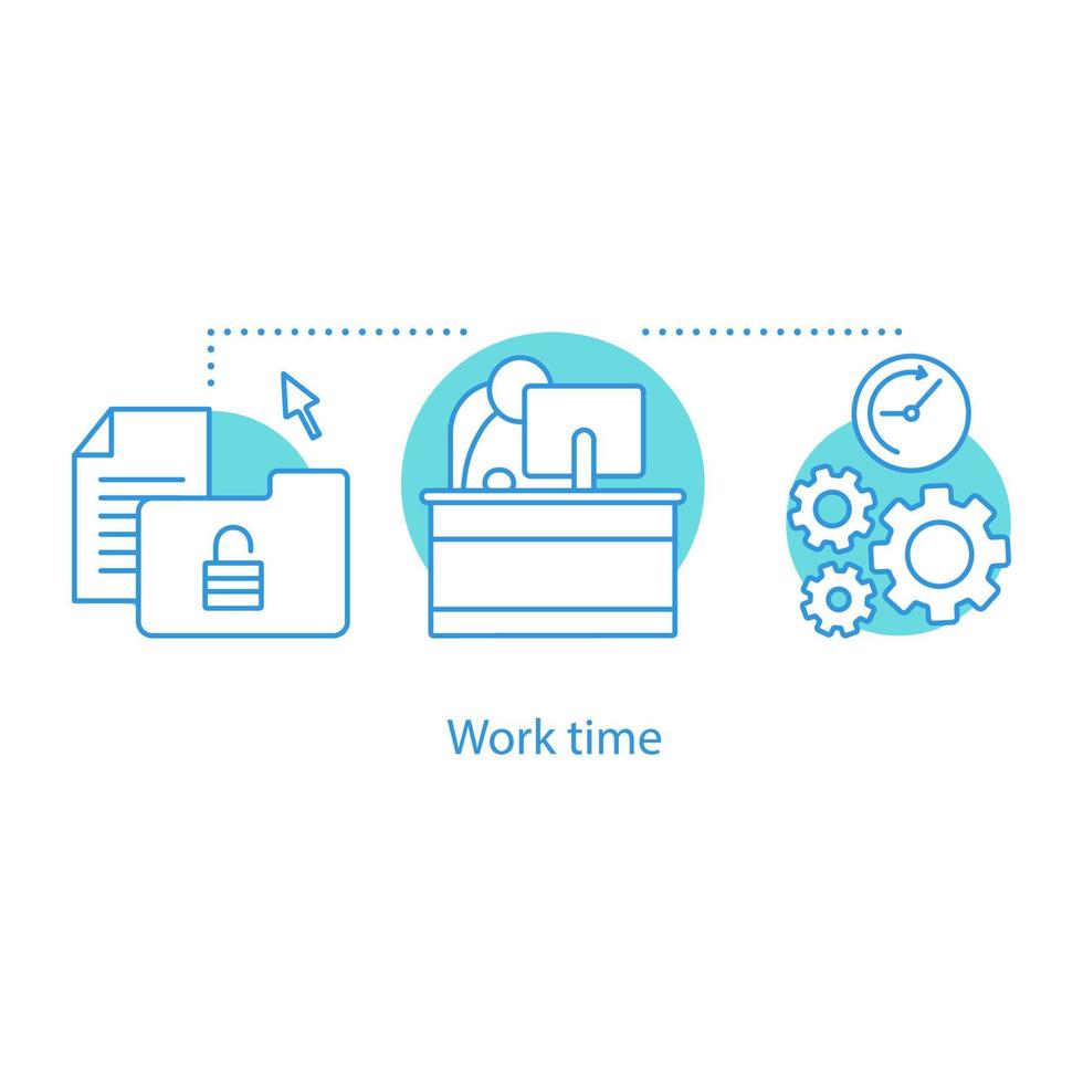 icono del concepto de tiempo de trabajo. Ilustración de línea fina de idea de programación. es tecnología. empleado de oficina. dibujo de contorno aislado vectorial vector