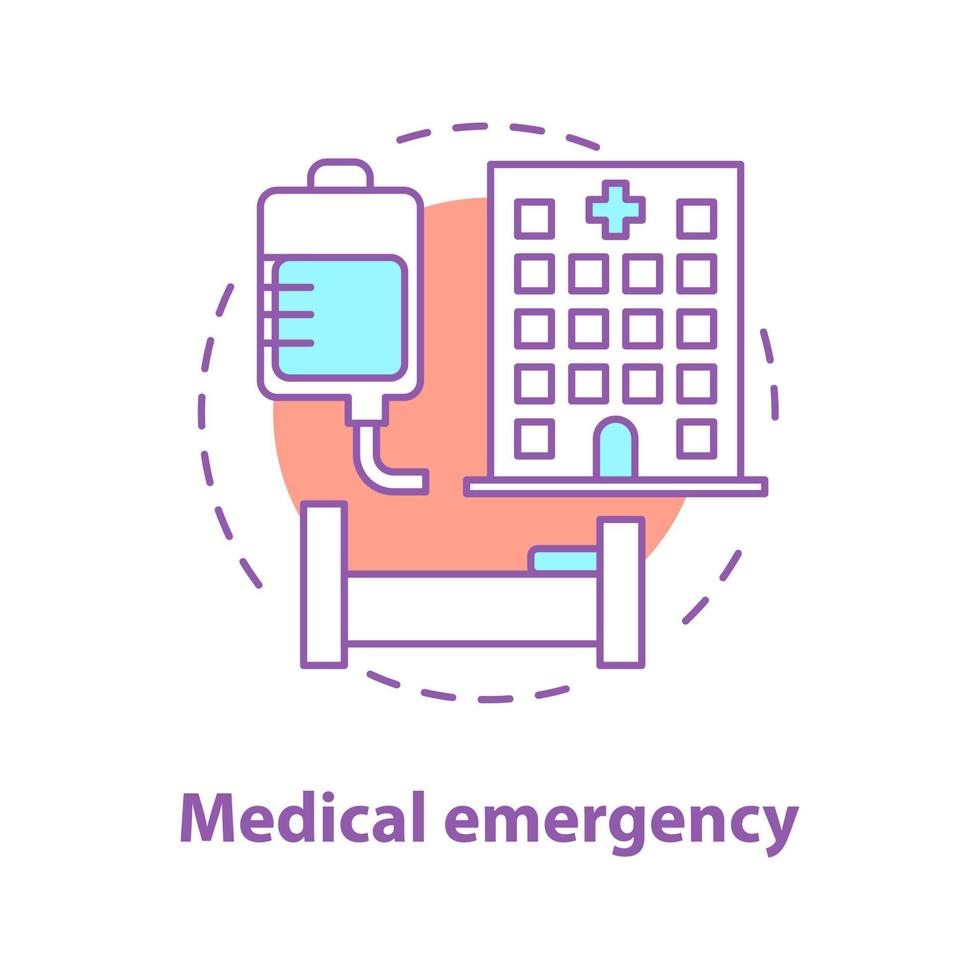 icono del concepto de hospital. Ilustración de línea fina de idea de medicina. Emergencia médica. tratamiento. dibujo de contorno aislado vectorial vector