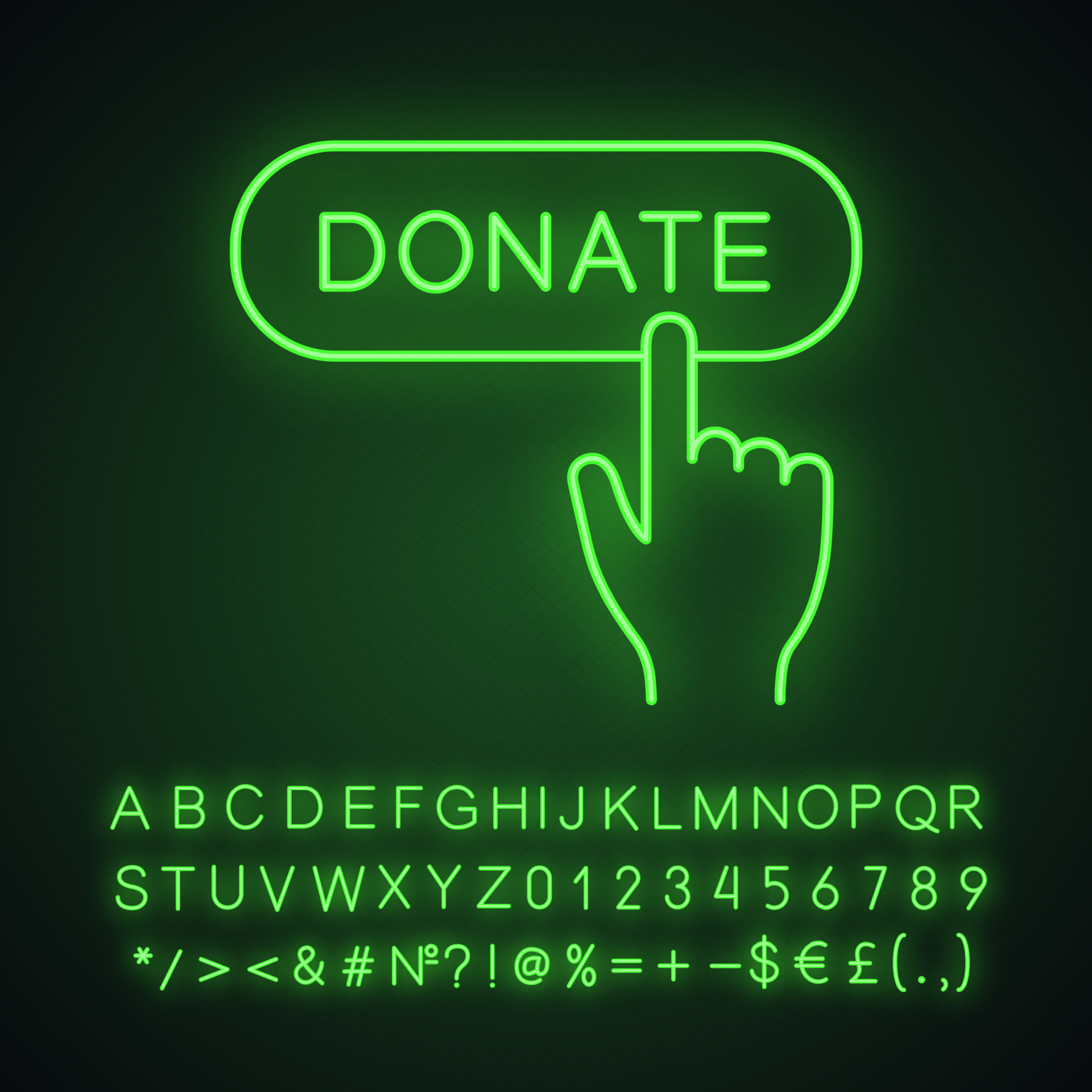 Premium Vector  Donate please neon signs style text