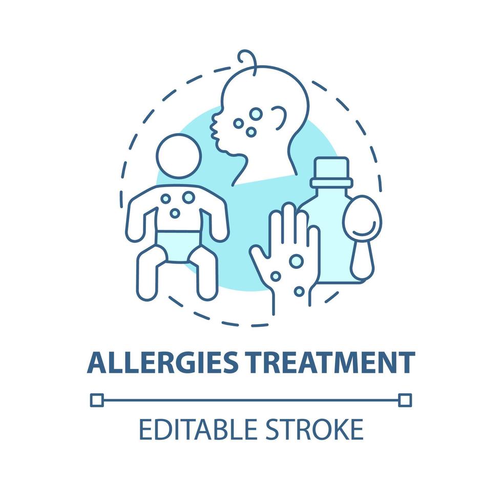 Allergies treatment blue concept icon. Allergy reaction relief abstract idea thin line illustration. Take medication. Doctor checkup. Vector isolated outline color drawing. Editable stroke