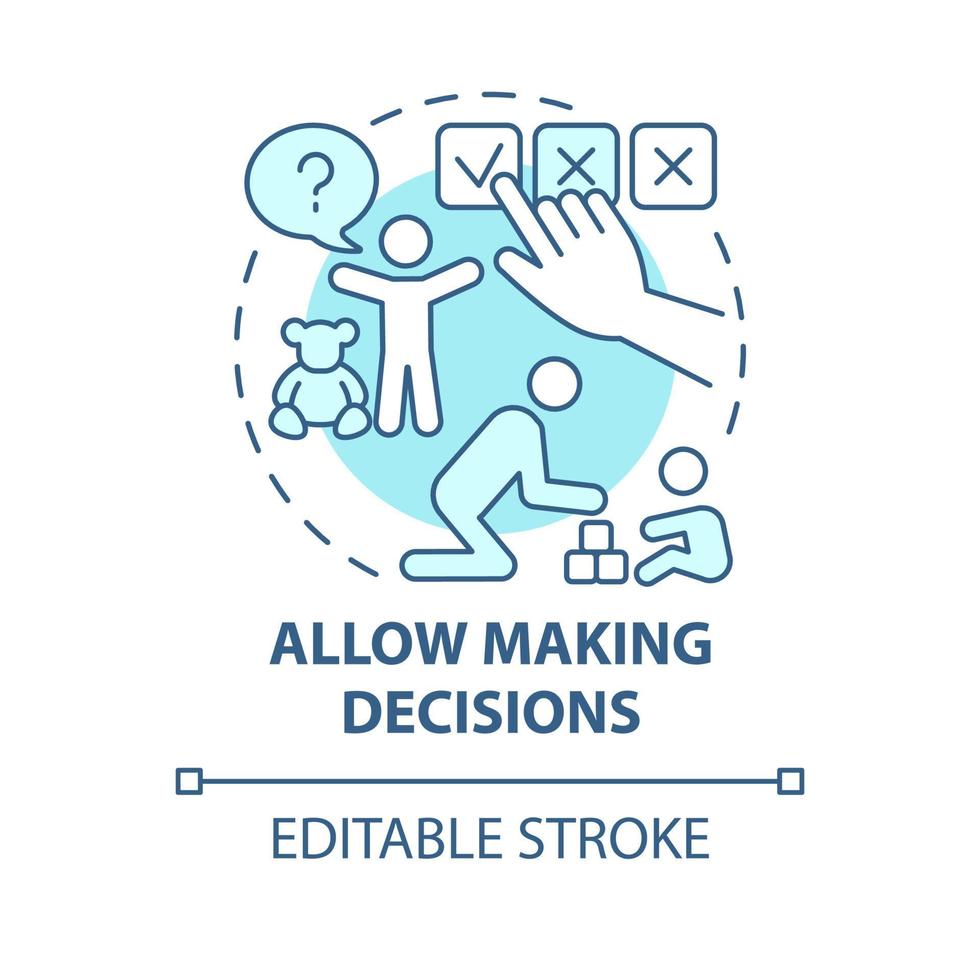 Allow making decisions blue concept icon. Kid making choice abstract idea thin line illustration. Family hierarchy. Childs responsibility. Vector isolated outline color drawing. Editable stroke