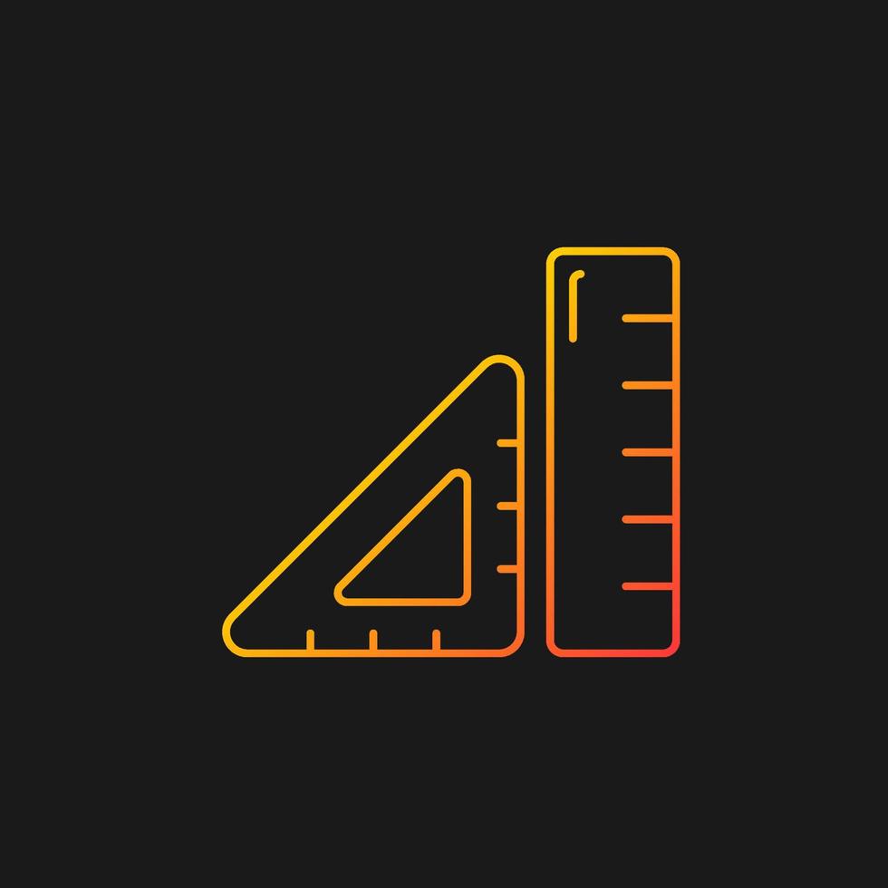 Ruler gradient vector icon for dark theme. Device for geometry class. Tool for drawing straight lines, measuring length. Thin line color symbol. Modern style pictogram. Vector isolated outline drawing