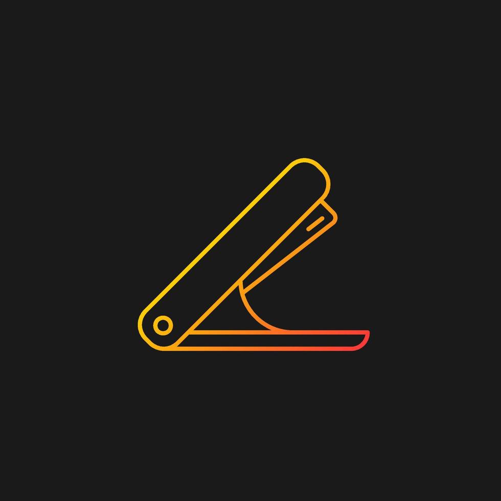 Stapler gradient vector icon for dark theme. Mechanical tool for joining document pages together. School accessory. Thin line color symbol. Modern style pictogram. Vector isolated outline drawing