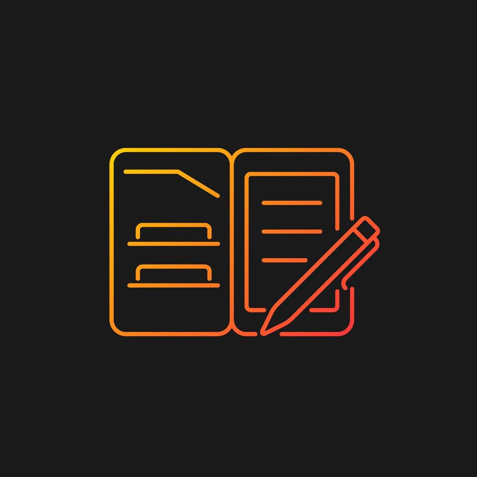 Portfolio folder gradient vector icon for dark theme. Keeping paper documents safely. Carrying papers, drawings in case. Thin line color symbol. Modern style pictogram. Vector isolated outline drawing