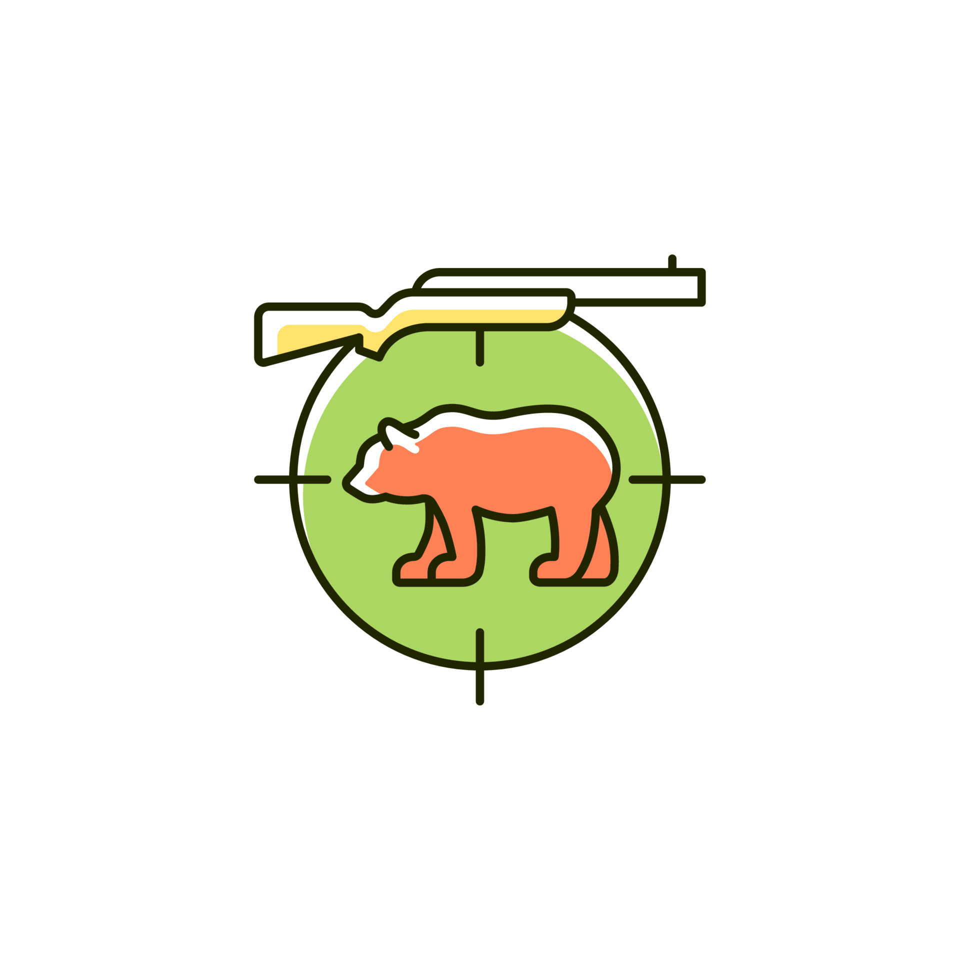 Big game hunting RGB color icon. Hunt large animals. African species hunting.  Safari. Capture lion and elephant. Kill moose and deer. Isolated vector  illustration. Simple filled line drawing 4620555 Vector Art at