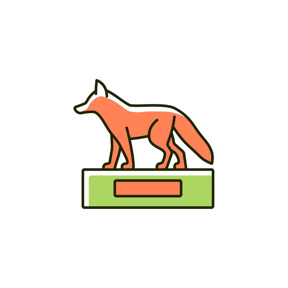 icono de color de taxidermia rgb. preservar y rellenar animales salvajes muertos. exhibición y exhibición de cuerpos de animales. cabeza de venado. trofeo de cazador. ilustración vectorial aislada. dibujo lineal relleno simple vector