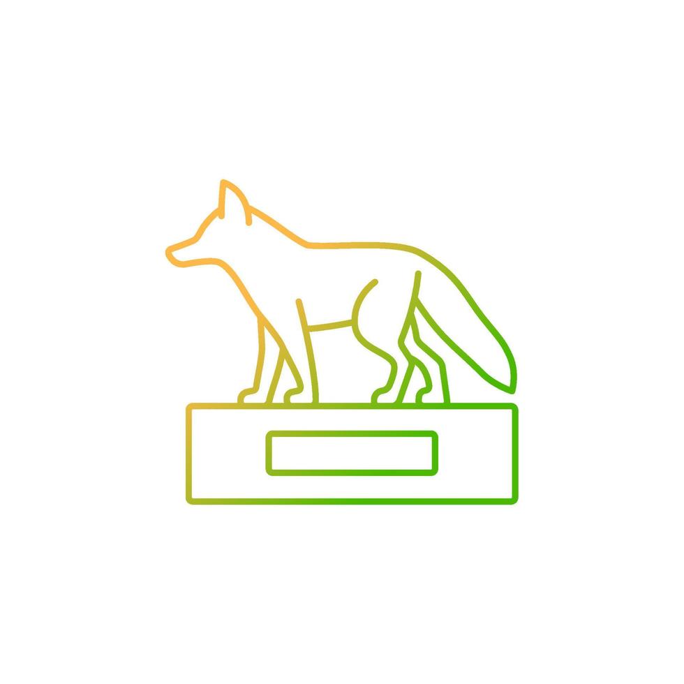 Taxidermy gradient linear vector icon. Preserving and stuffing wild dead animals. Animal body display and exhibition. Thin line color symbol. Modern style pictogram. Vector isolated outline drawing