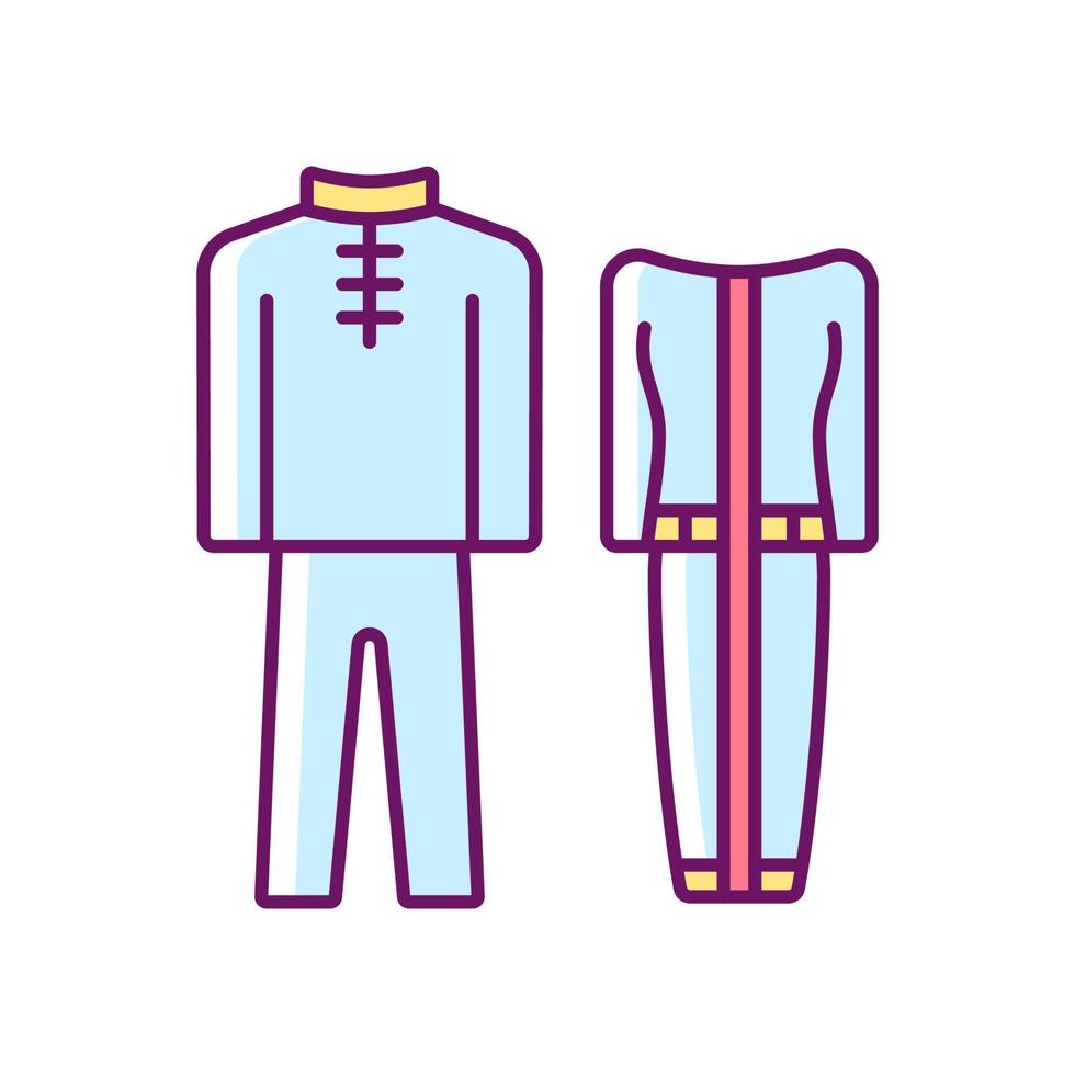 Traditional dresses RGB color icon. Singapore national costume. Baju Kurung. Traditional outfit. Peranakan costume. Singapore clothing. Isolated vector illustration. Simple filled line drawing