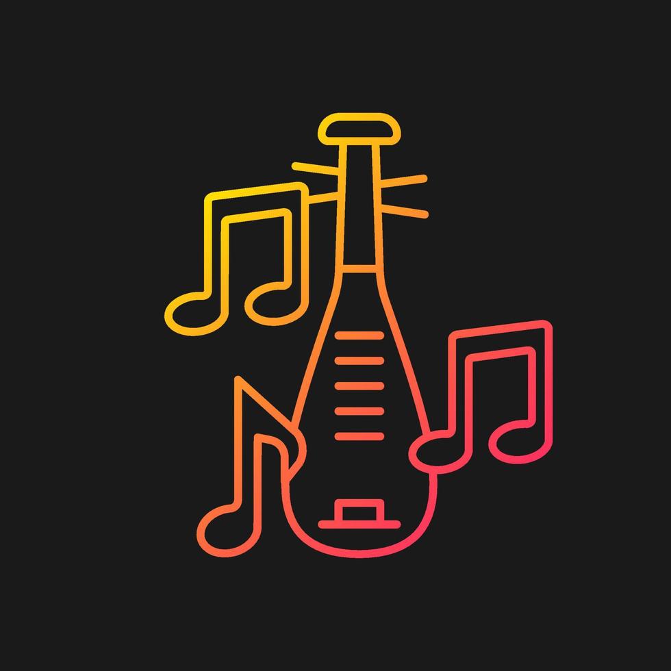 Pipa instrument gradient vector icon for dark theme. Four-stringed plucked lute. Traditional pear-shaped instrument. Thin line color symbol. Modern style pictogram. Vector isolated outline drawing