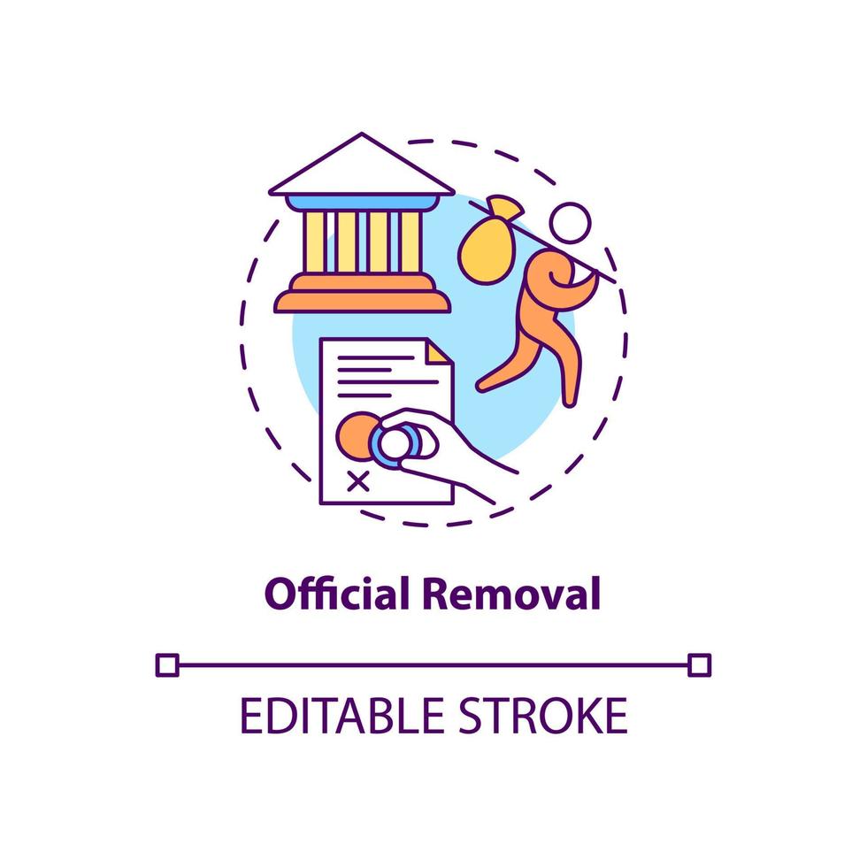 Official removal concept icon. Visa denied. Refusal for border entry. Immigrant leaves country. Deportation abstract idea thin line illustration. Vector isolated outline color drawing. Editable stroke