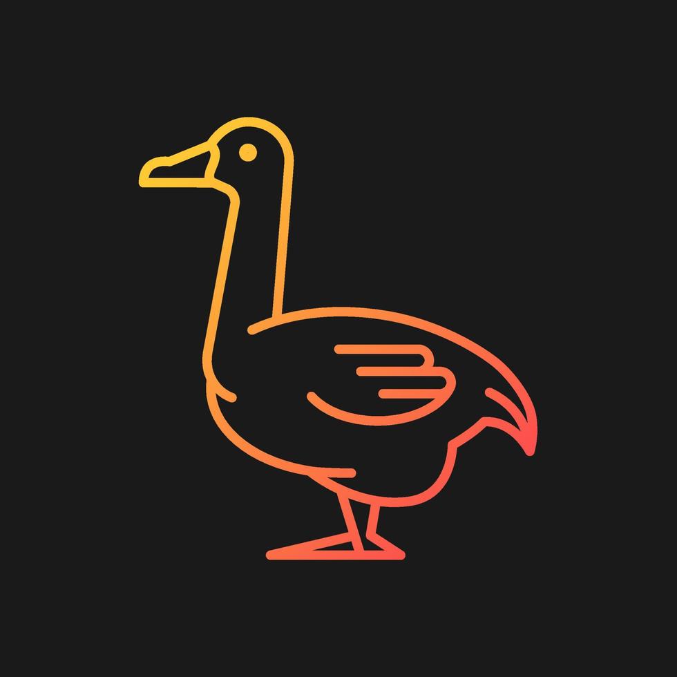 Goose gradient vector icon for dark theme. Domestic bird bred for meat. Commercial growing. Canadian and white goose. Thin line color symbol. Modern style pictogram. Vector isolated outline drawing