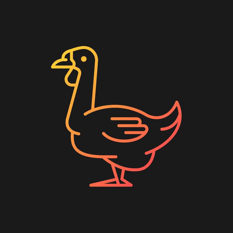 African goose gradient vector icon for dark theme. Waterfowl. Domestic geese. Commercial poultry farming for food. Thin line color symbol. Modern style pictogram. Vector isolated outline drawing