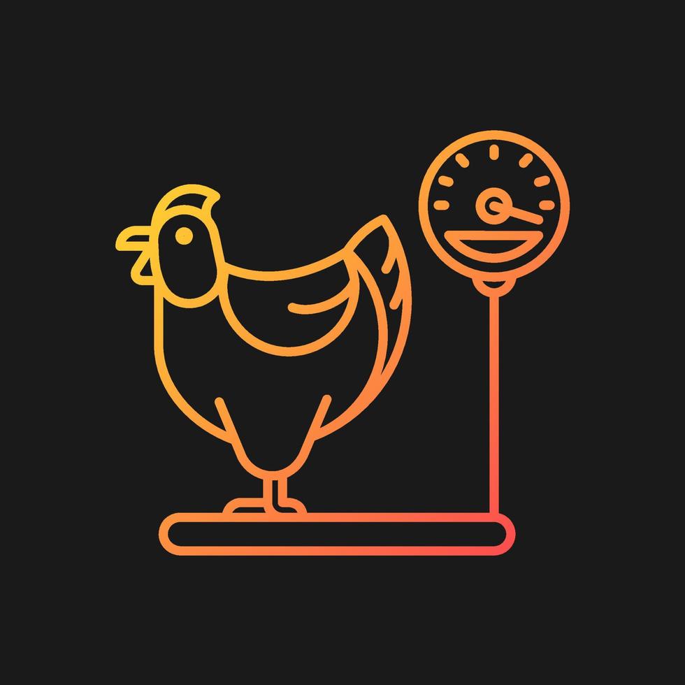 Jersey giant hen gradient vector icon for dark theme. Biggest chicken breed. Commercial farming. Poultry raising. Thin line color symbol. Modern style pictogram. Vector isolated outline drawing