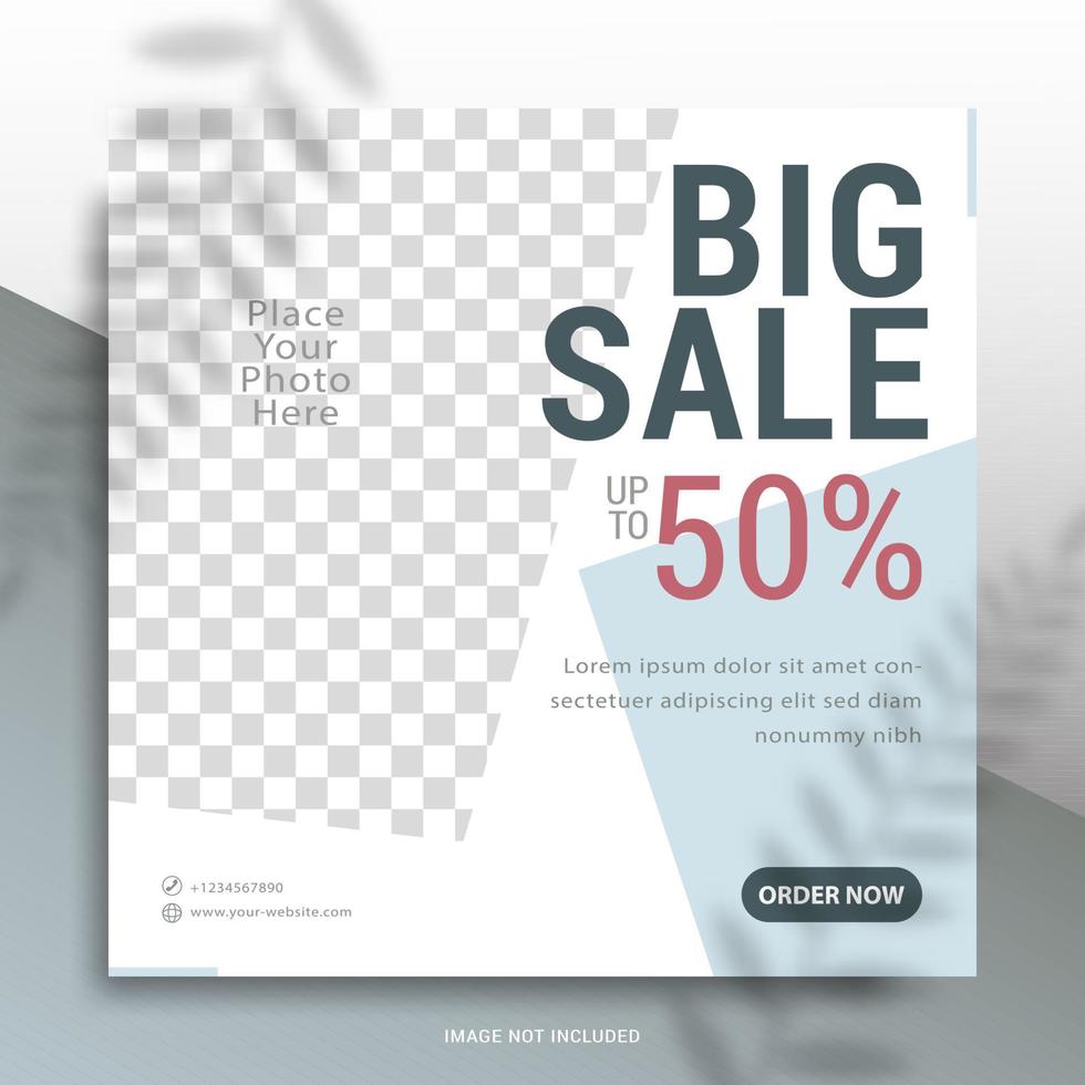 Big sale social media post template. Square banner for branding and promotion of clothing, fashion, automotive, finance, and other business products. Use for other social media banners. vector