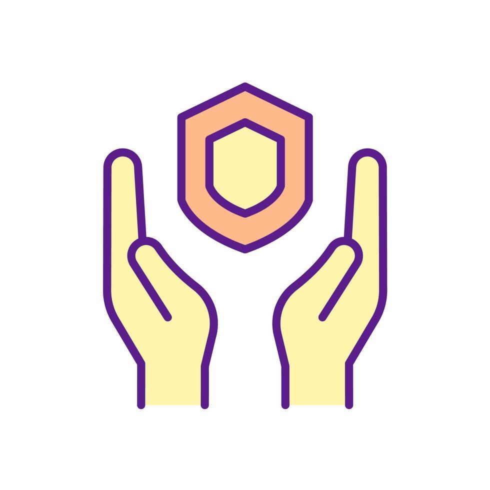 Personal safety RGB color icon. Individual safeness. Possible risk prevention. Self secure and defence. Symbol with abstract meaning. Isolated vector illustration. Simple filled line drawing