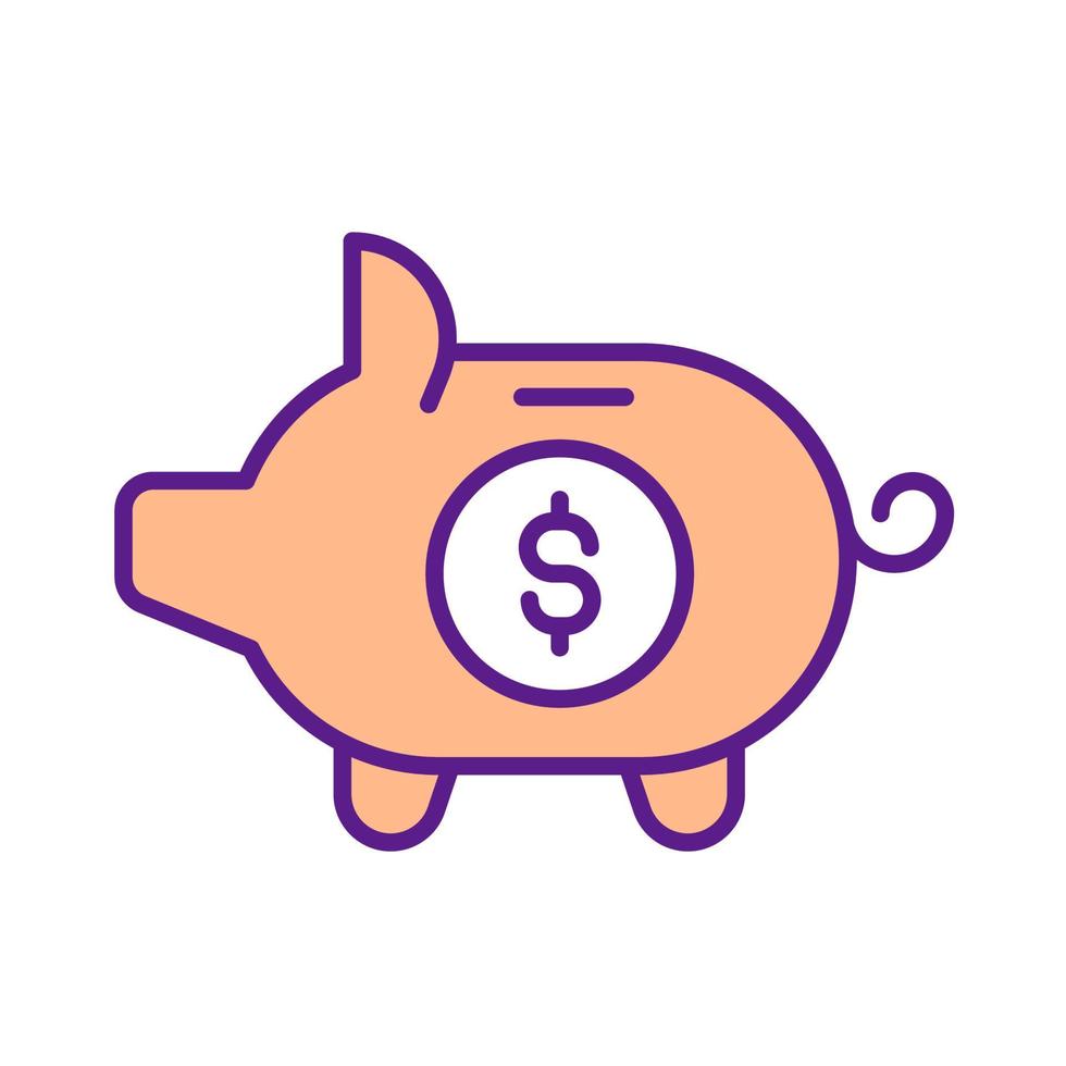 Piggy bank RGB color icon. Saving money. Budget creation and growth. Banking abstract symbol. Credit accumulation. Stockpiling. Isolated vector illustration. Simple filled line drawing