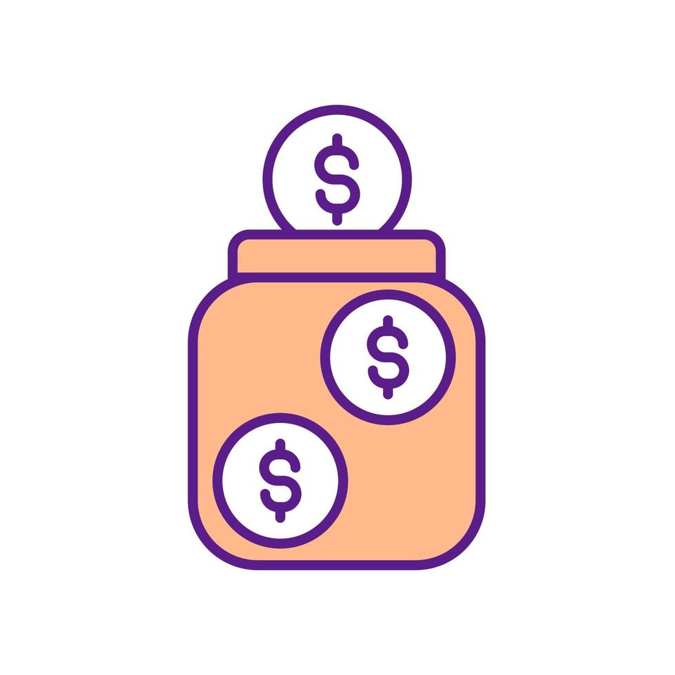 Money saving RGB color icon. Fund creation and raising. Voluntary donations. Save credits. Establish budget. Symbol with abstract meaning. Isolated vector illustration. Simple filled line drawing