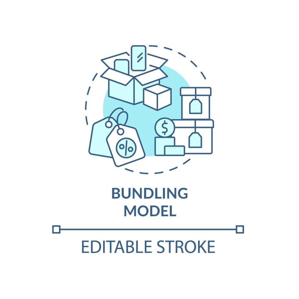 Bundling model blue concept icon. Pricing strategy to promote products and services. Business model abstract idea thin line illustration. Vector isolated outline color drawing. Editable stroke