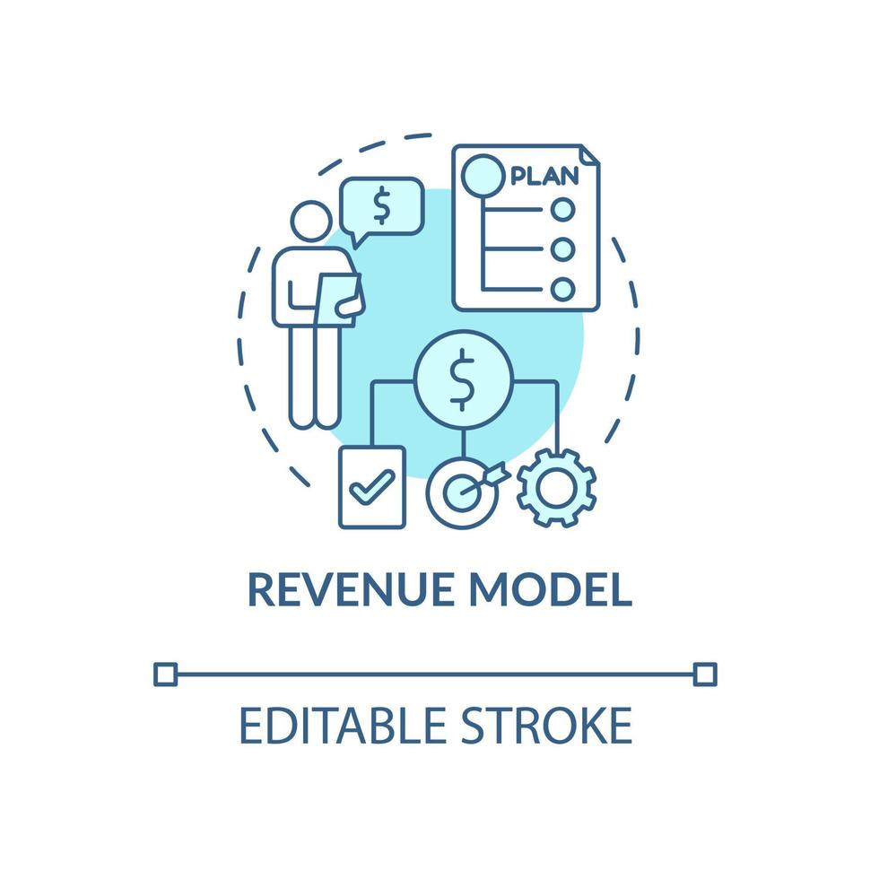Revenue model blue concept icon. Framework for generating income. Startup structure. Business model abstract idea thin line illustration. Vector isolated outline color drawing. Editable stroke