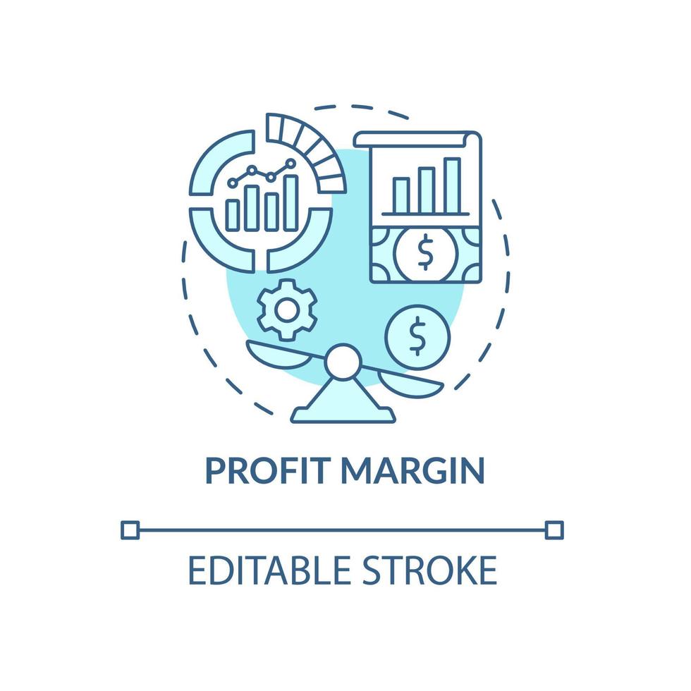 Profit margin blue concept icon. Calculating revenue. Financial gain. Earnings from service. Business model abstract idea thin line illustration. Vector isolated outline color drawing. Editable stroke