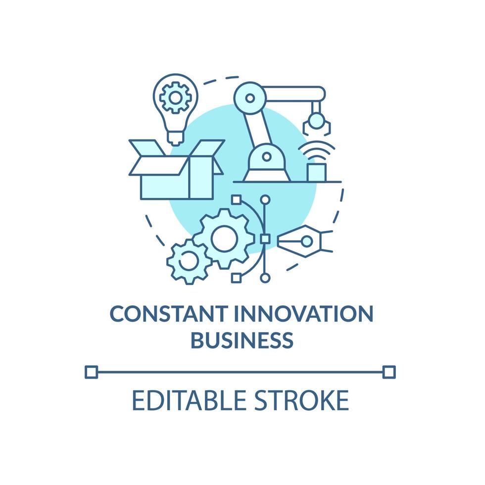 Constant innovation business blue concept icon. Technological development of startup. Improving company abstract idea thin line illustration. Vector isolated outline color drawing. Editable stroke
