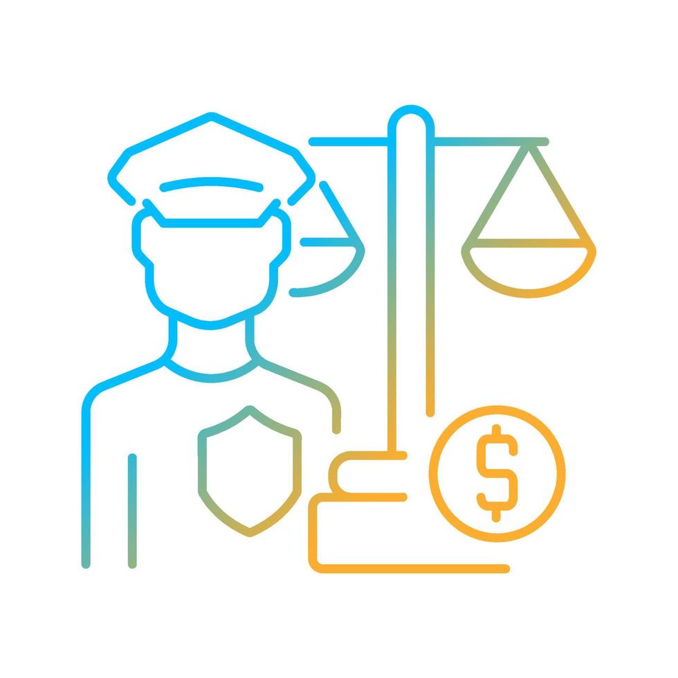 Financial guard gradient linear vector icon. Specialist enforcing financial laws. Commercial sectors regulation. Thin line color symbol. Modern style pictogram. Vector isolated outline drawing