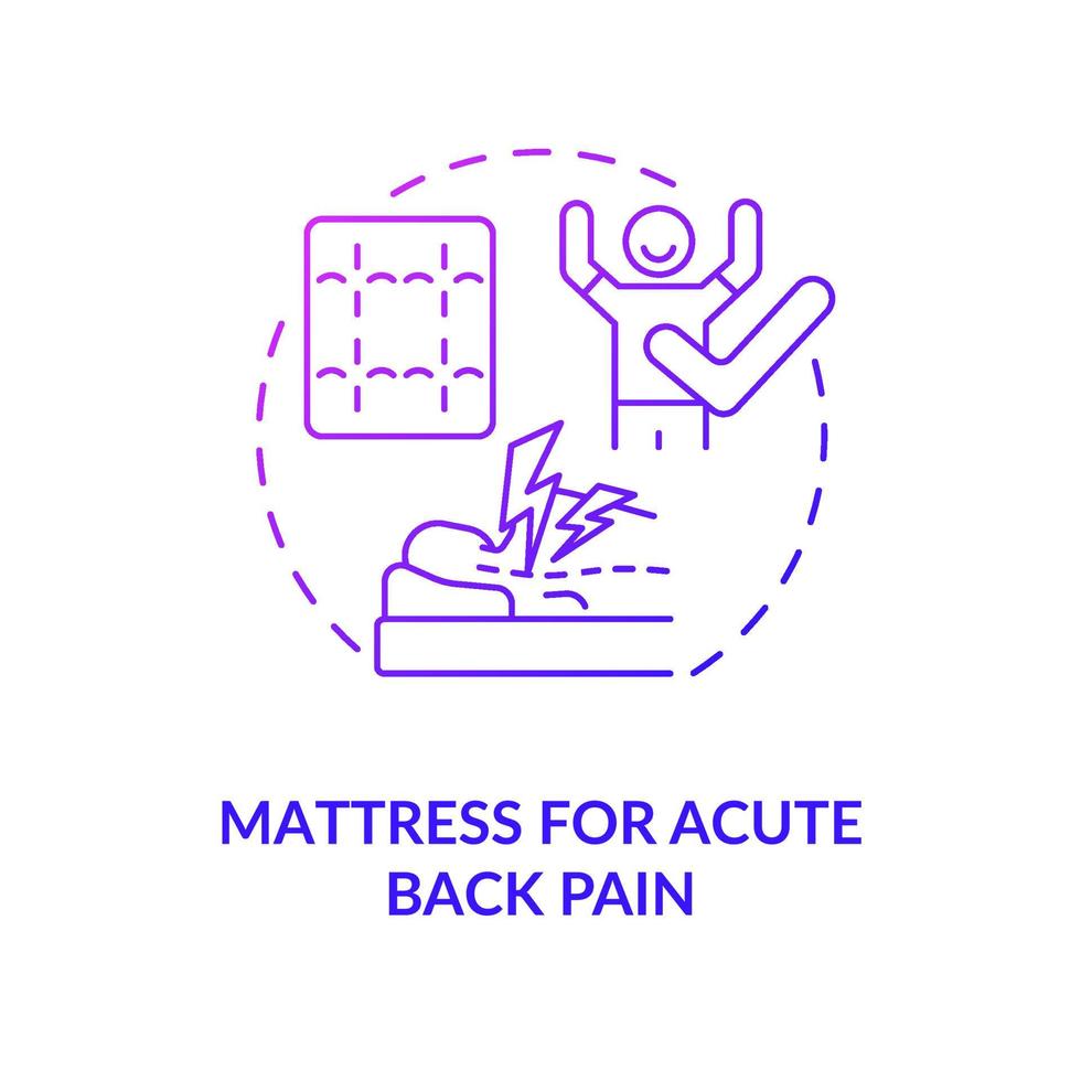 Mattress for acute back pain purple gradient concept icon. Mattress type abstract idea thin line illustration. Preventing neck ache. Comfortable sleeping. Vector isolated outline color drawing