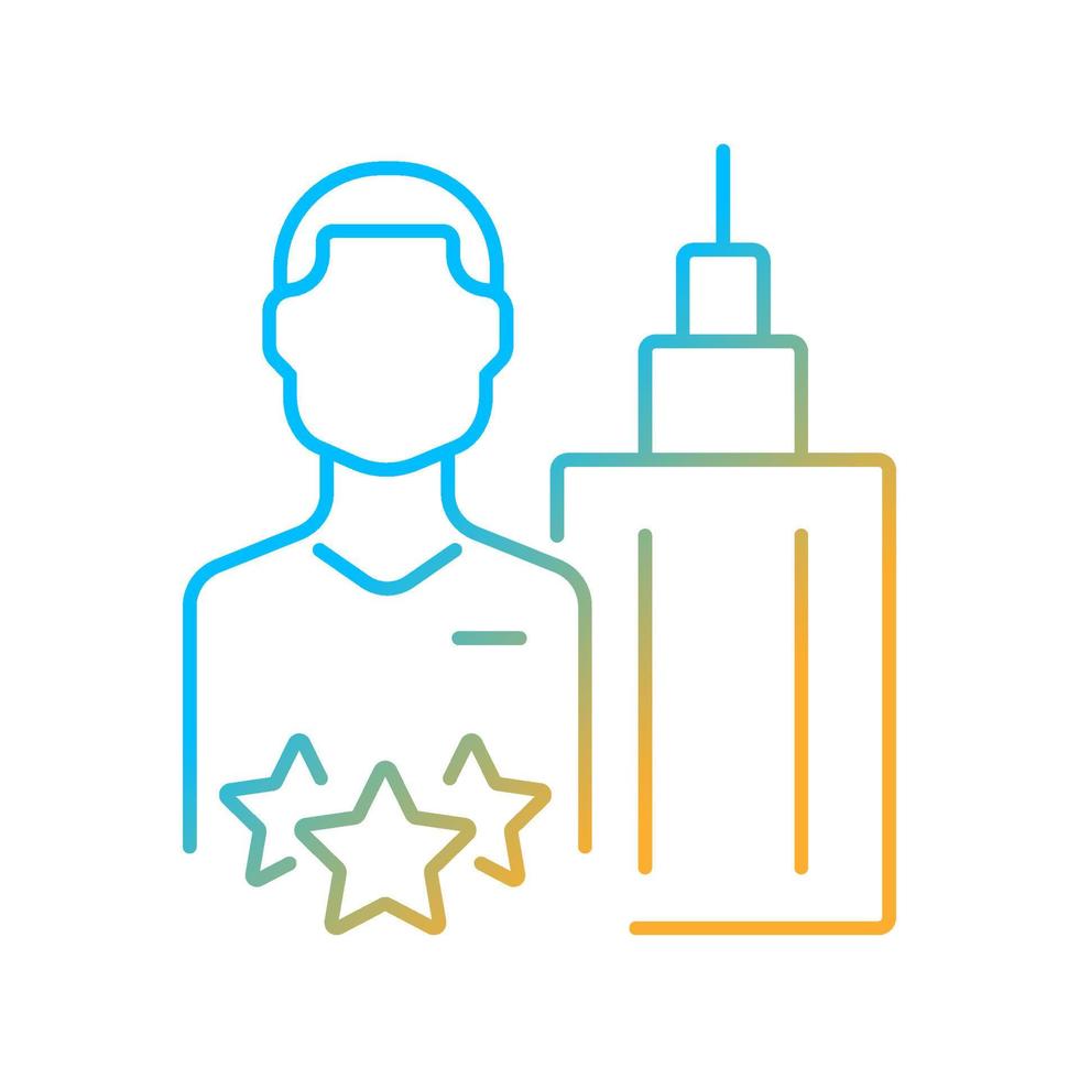 Chief executive officer gradient linear vector icon. Company resources manager. Problems solving expert. Thin line color symbol. Modern style pictogram. Vector isolated outline drawing