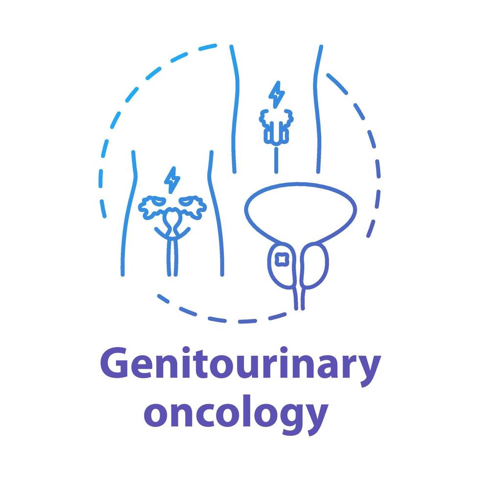 Genitourinary oncology concept icon. Human reproductive system disorder. Cancer awareness. Health care idea thin line illustration. Vector isolated outline RGB color drawing