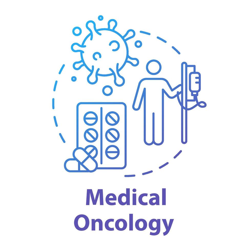 Medical oncology concept icon. Hospital virus therapy. Medication of tumor disease. Cancer treatment idea thin line illustration. Vector isolated outline RGB color drawing