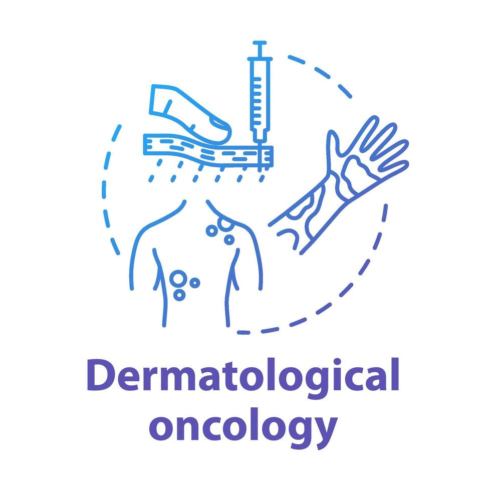 Dermatological oncology concept icon. Skin cancer awareness disease. Dermatitis, urticaria. Human health care idea thin line illustration. Vector isolated outline RGB color drawing