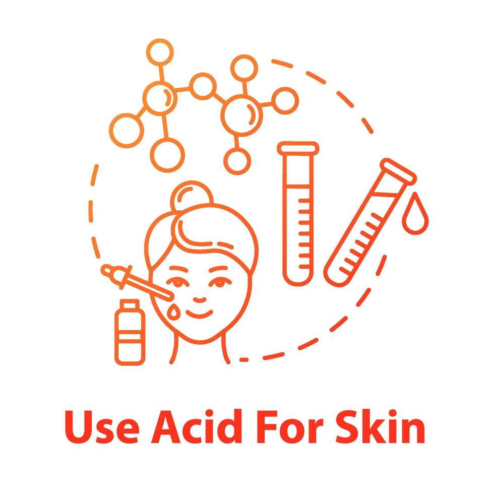 Use acid for skin, rejuvenation, cosmetology concept icon. Face skin renewal, AHA and BHA beauty products idea thin line illustration. Vector isolated outline RGB color drawing. Editable stroke