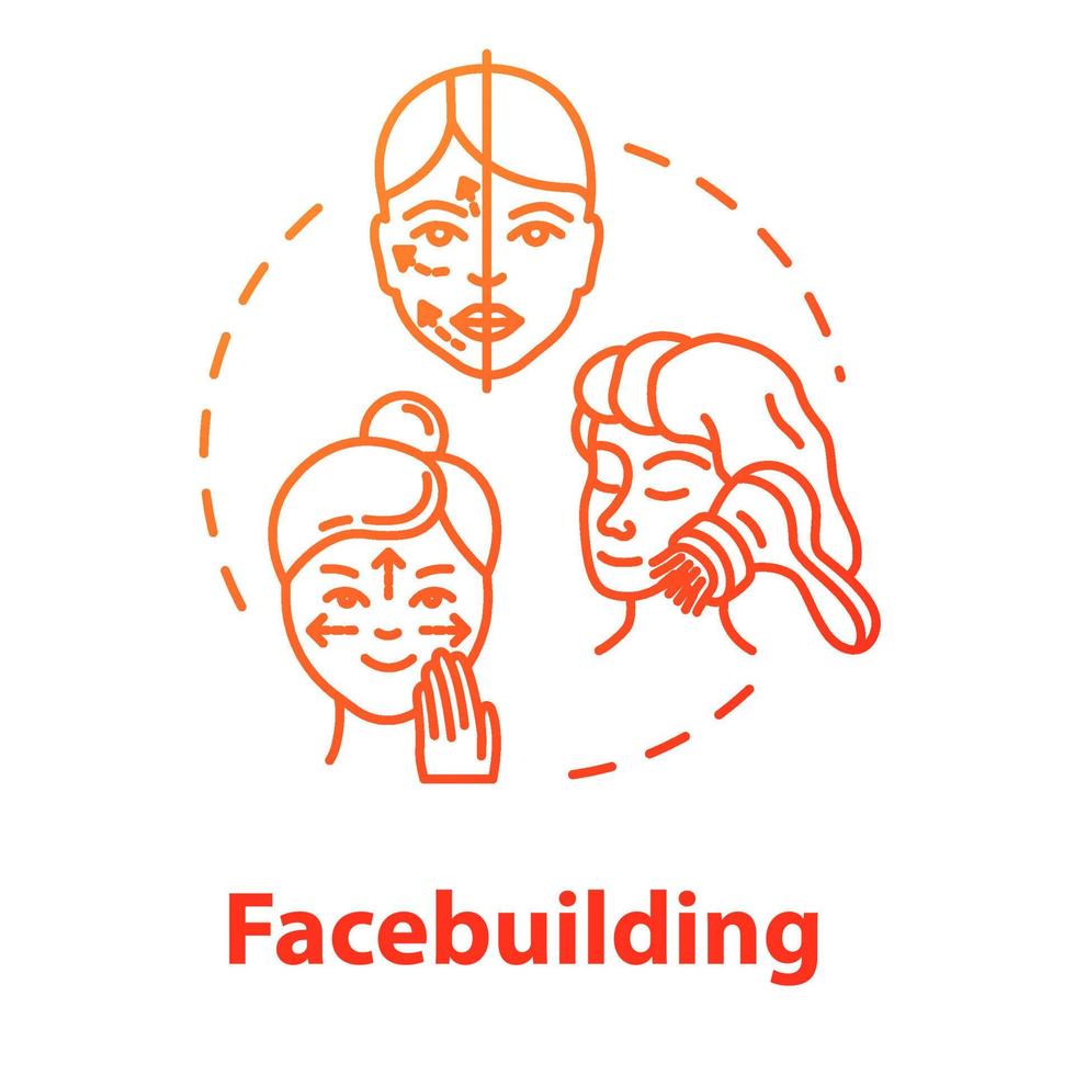 Facebuilding, face massage, cosmetology and health concept icon. Anti-aging procedure, beauty idea thin line illustration. Vector isolated outline RGB color drawing. Editable stroke
