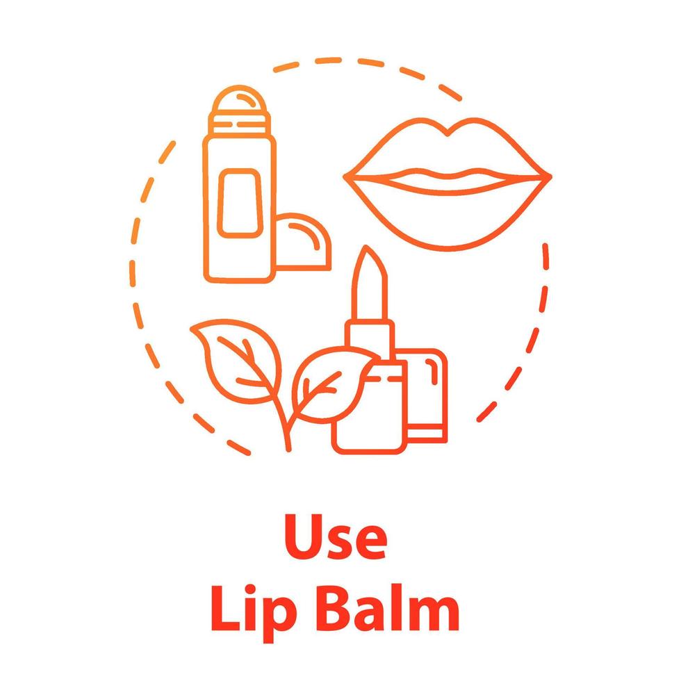 Use lip balm, hygienic lipstick, beauty product concept icon. Lip skin protection and moisturising idea thin line illustration. Vector isolated outline RGB color drawing. Editable stroke