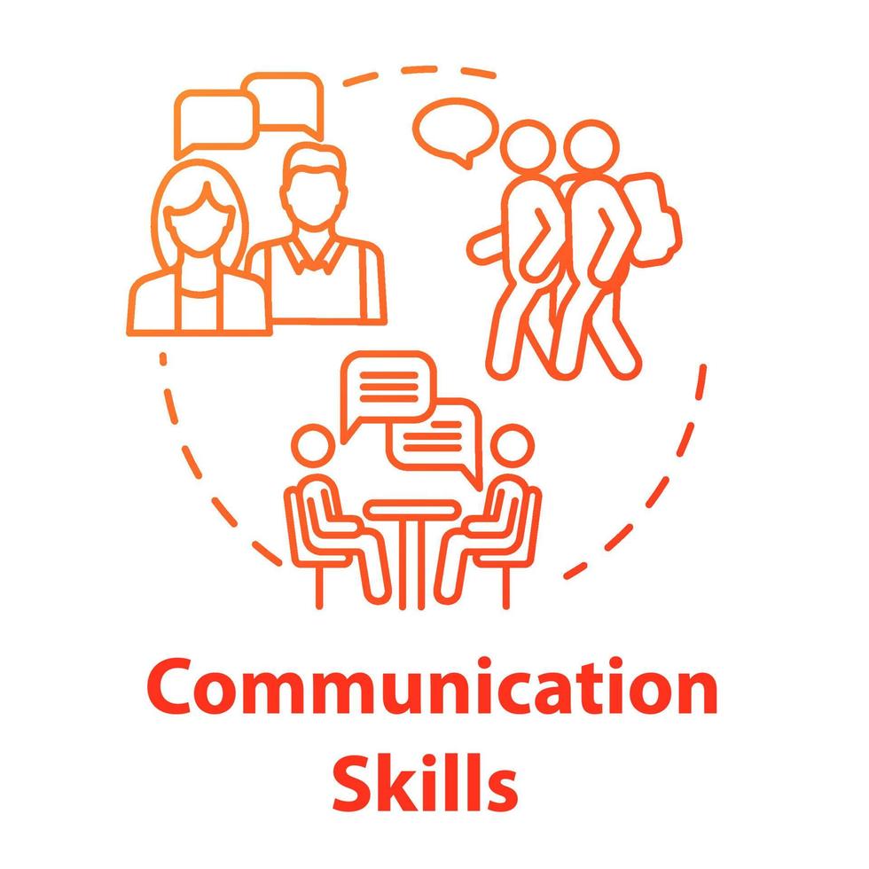 Communication skills concept icon. Coaching and support. Inclusive education community. Socialization ability idea thin line illustration. Vector isolated outline RGB color drawing. Editable stroke