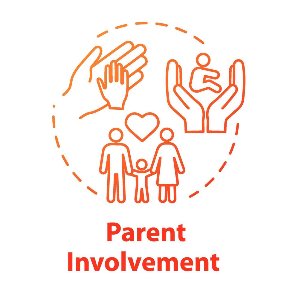 Parent involvement concept icon. Positive environment for kids. Love and care for children. Family encouragement idea thin line illustration. Vector isolated outline RGB color drawing. Editable stroke