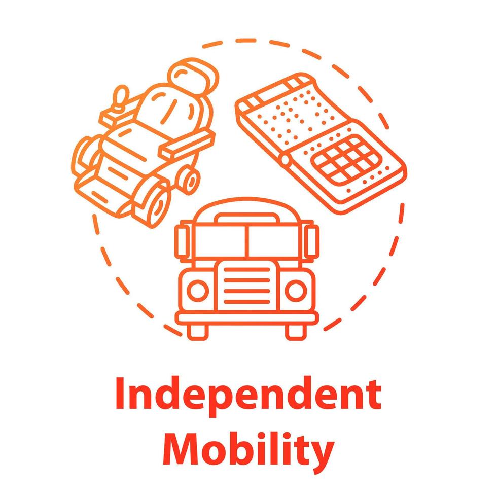 Independent mobility concept icon. Movement for people with special needs. Inclusive environment idea thin line illustration. Vector isolated outline RGB color drawing. Editable stroke