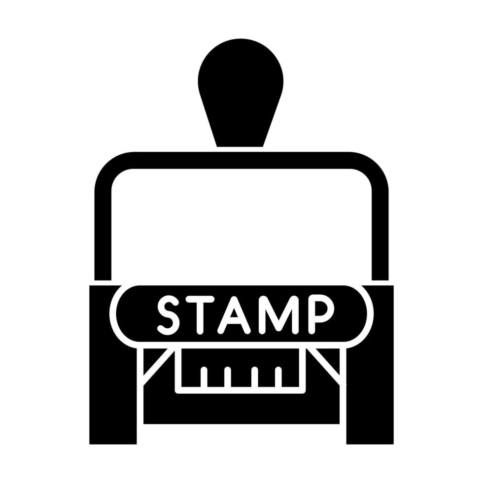 Stamp black glyph icon. Apostille and legalization. Notarization. Authentification. Validation, confirmation. Notary services. Silhouette symbol on white space. Vector isolated illustration