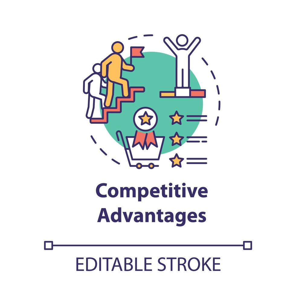 Competitive advantages concept icon. Boost forward. Corporate leadership. Ambition, success. Business strategy idea thin line illustration. Vector isolated outline RGB color drawing. Editable stroke