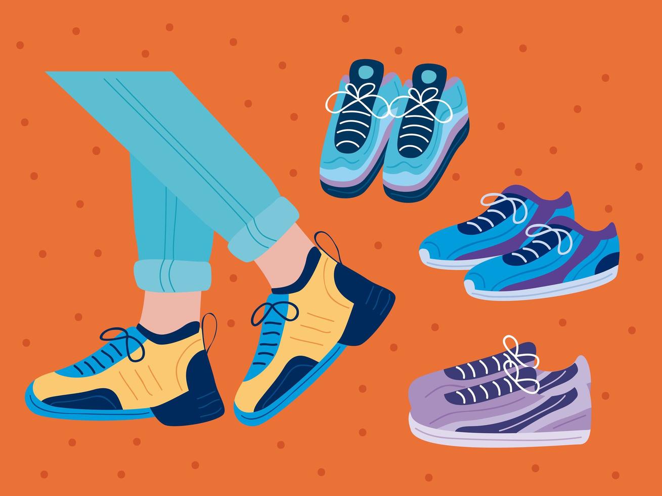 four nice sneakers vector