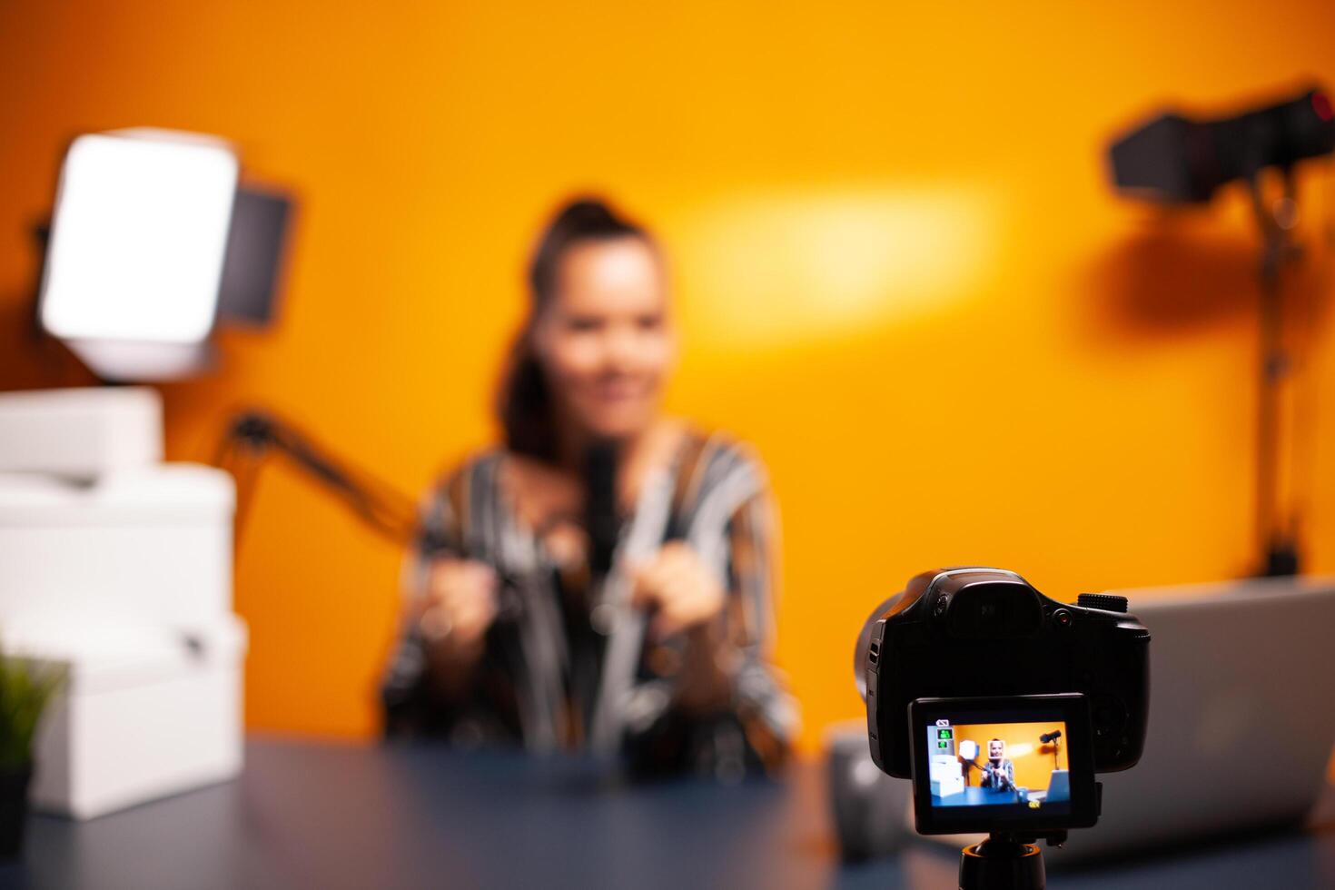 Professional camera in home studio photo